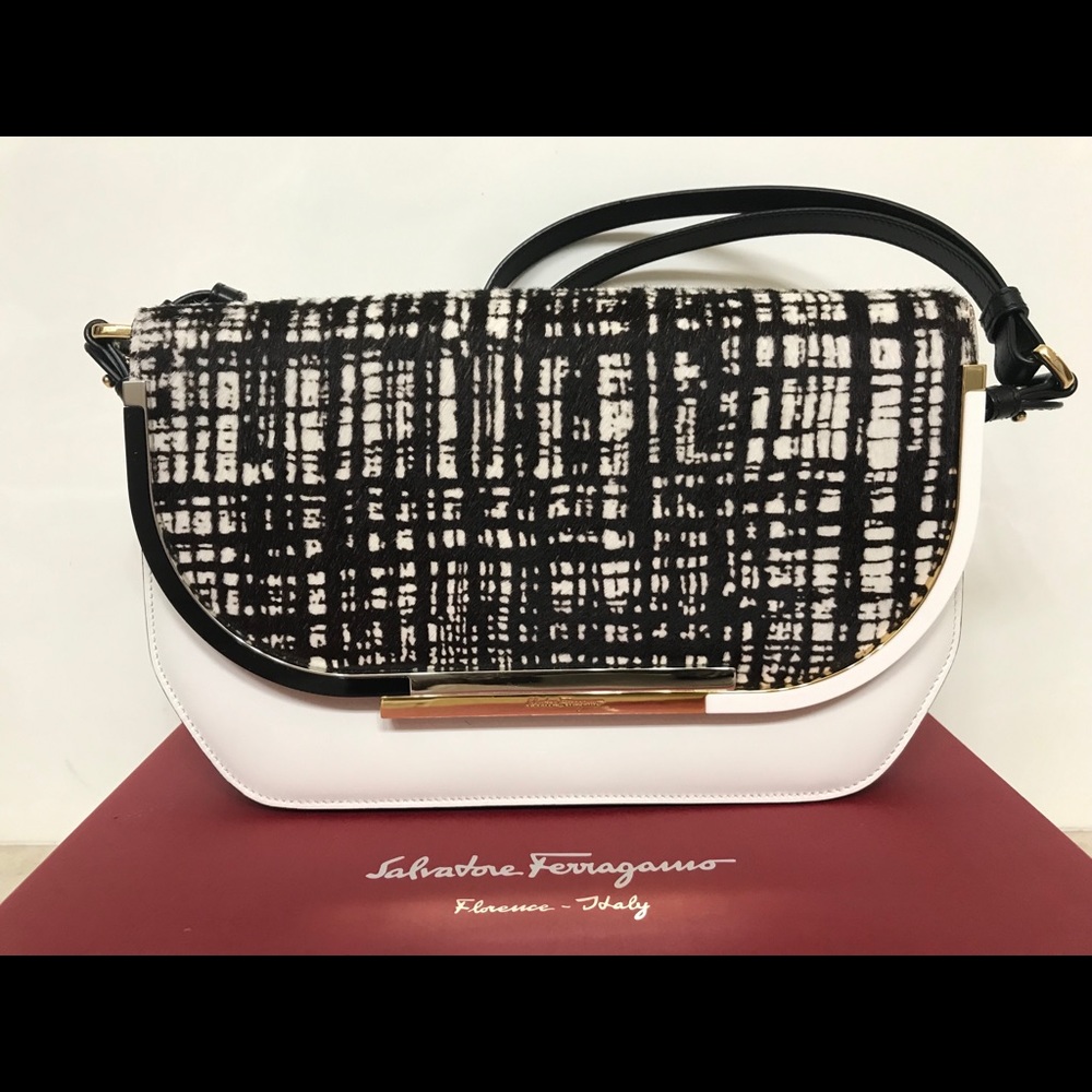 Stacy black/white horse/calf Salvatore Flap bag